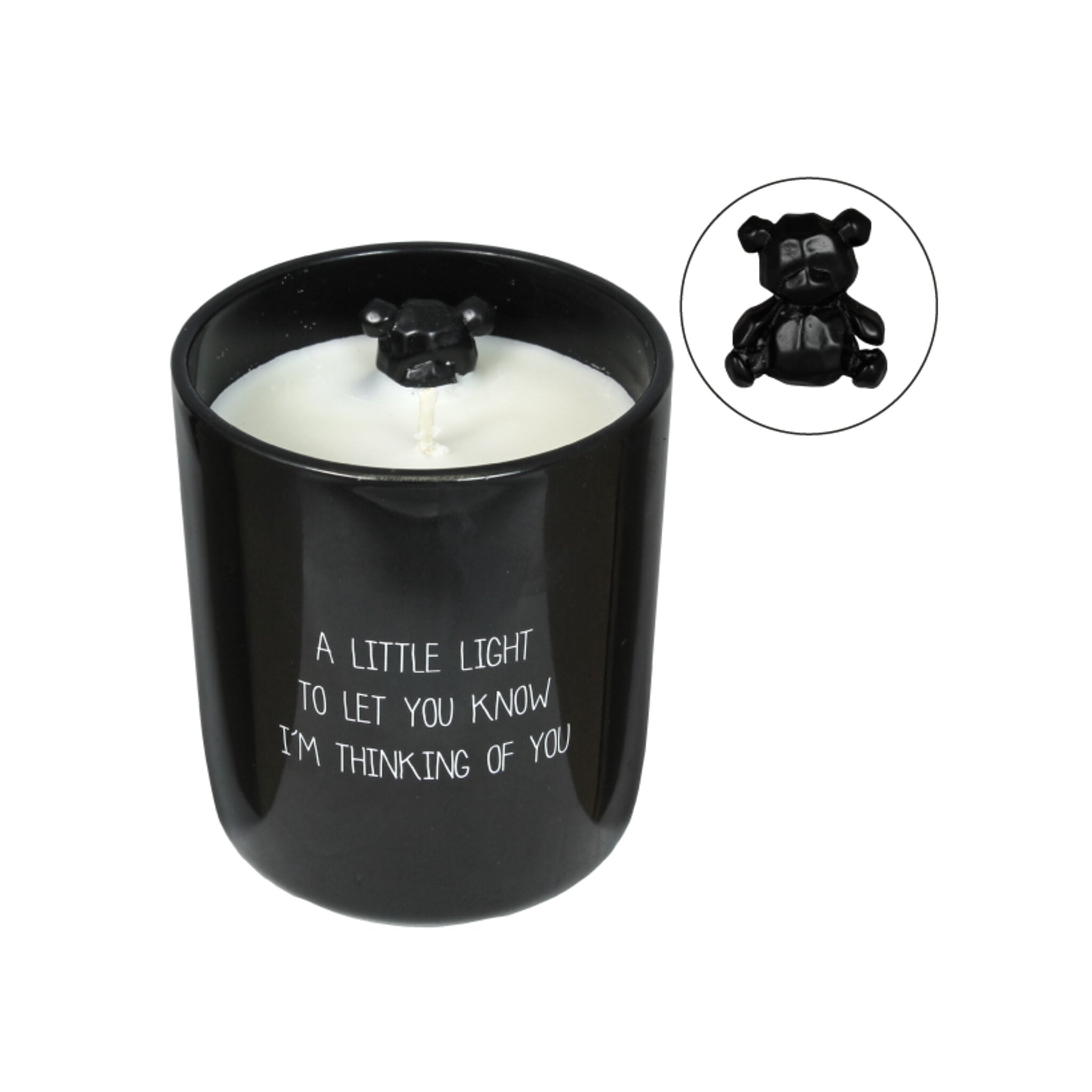 Scented soy candle (in Glass Jar with Bear) Black / "Thinking of you"